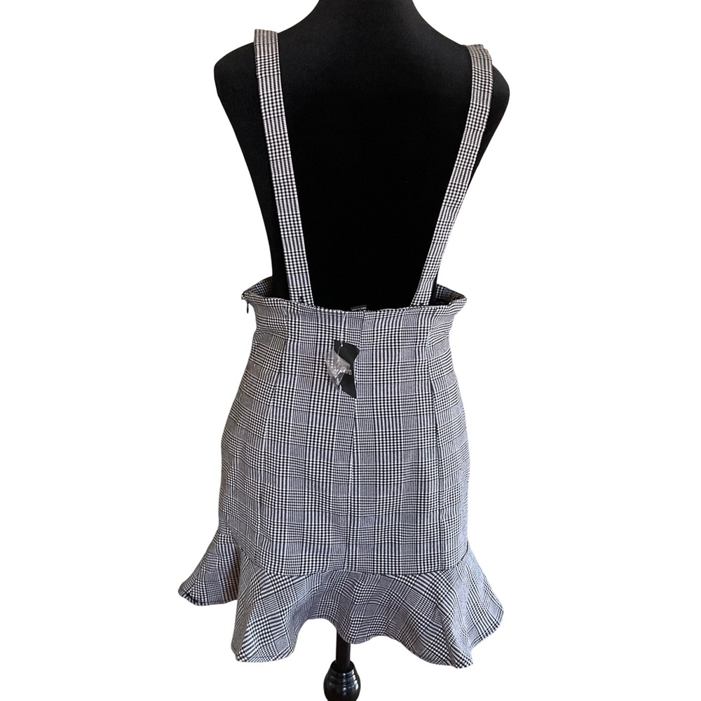 NWT Forever 21 Plaid Pinafore Suspender Skirt Ruffle Hem Overall Dark Academia M - Picture 4 of 10